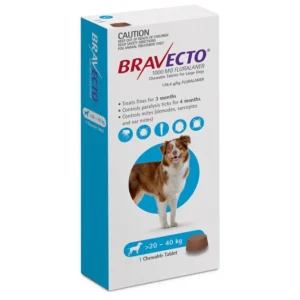 قرص جویدنی ضد کک،کنه و جرب براوکتو bravecto مخصوص سگ مناسب وزن 20 تا 40 کیلو(اصل)