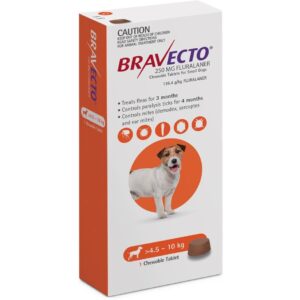 قرص جویدنی ضد کک،کنه و جرب براوکتو bravecto مخصوص سگ مناسب وزن 4.5 تا 10 کیلو(اصل)