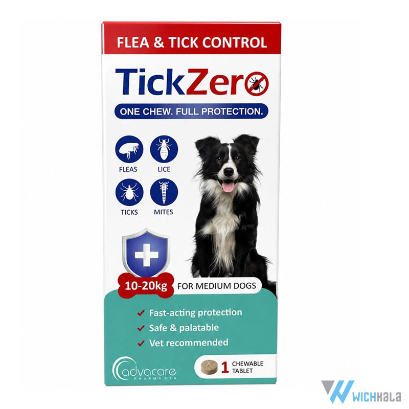قرص ضد کک و کنه سگ تیک زیرو ادواکر Advacare TickZero وزن 10 تا 20 کیلوگرم