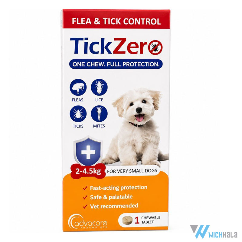 قرص ضد کک و کنه سگ تیک زیرو ادواکر Advacare TickZero وزن 2 تا 4.5 کیلوگرم