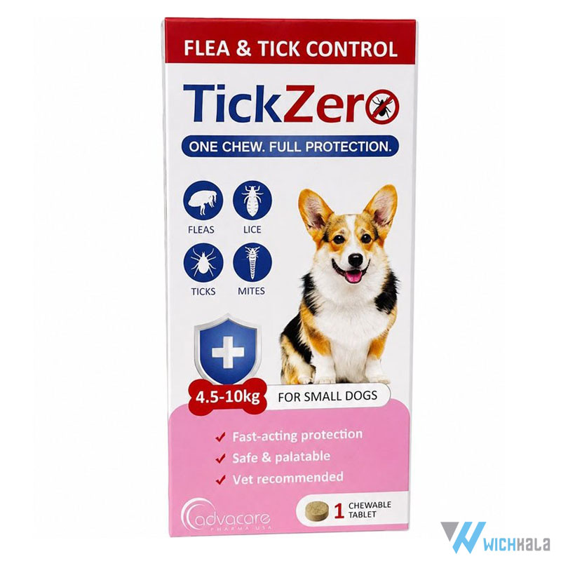قرص ضد کک و کنه سگ تیک زیرو ادواکر Advacare TickZero وزن 4.5 تا 10 کیلوگرم